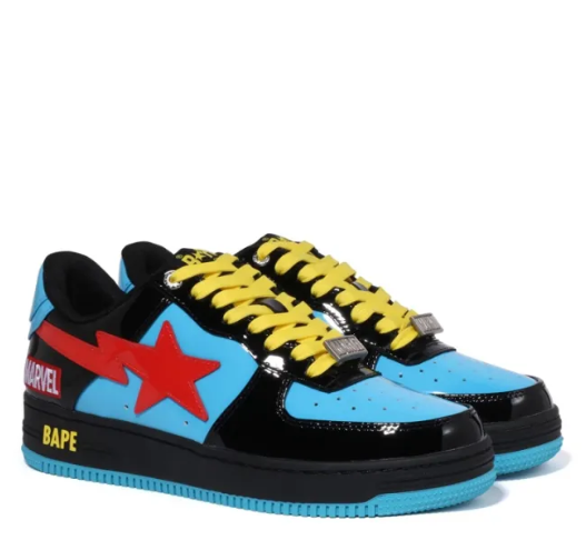 Marvel X A BATHING APE STA Skateboarding Shoes  Low-top Blue/black