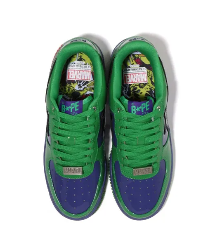 Marvel X A BATHING APE STA Skateboarding Shoes Low-top Eveblue/Techgreen/Iolite