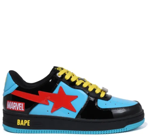 Marvel X A BATHING APE STA Skateboarding Shoes  Low-top Blue/black