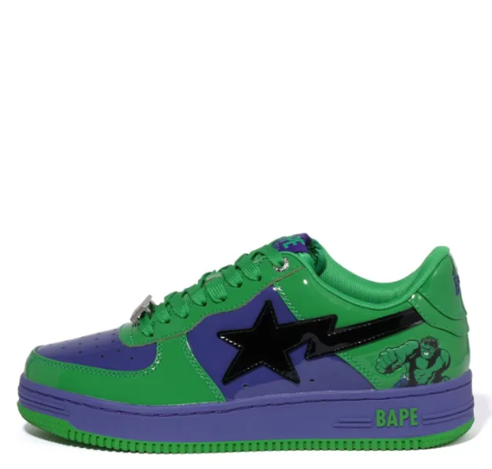 Marvel X A BATHING APE STA Skateboarding Shoes Low-top Eveblue/Techgreen/Iolite